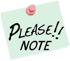  Please note